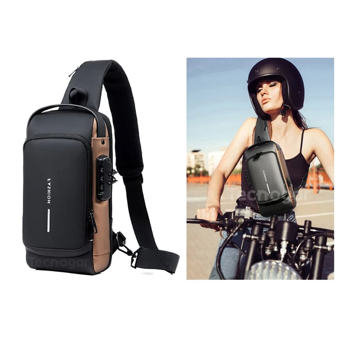 GENERICO - Canguro Riñonera Bolso de Pecho Antirrobo Fardo Impermeable con Clave