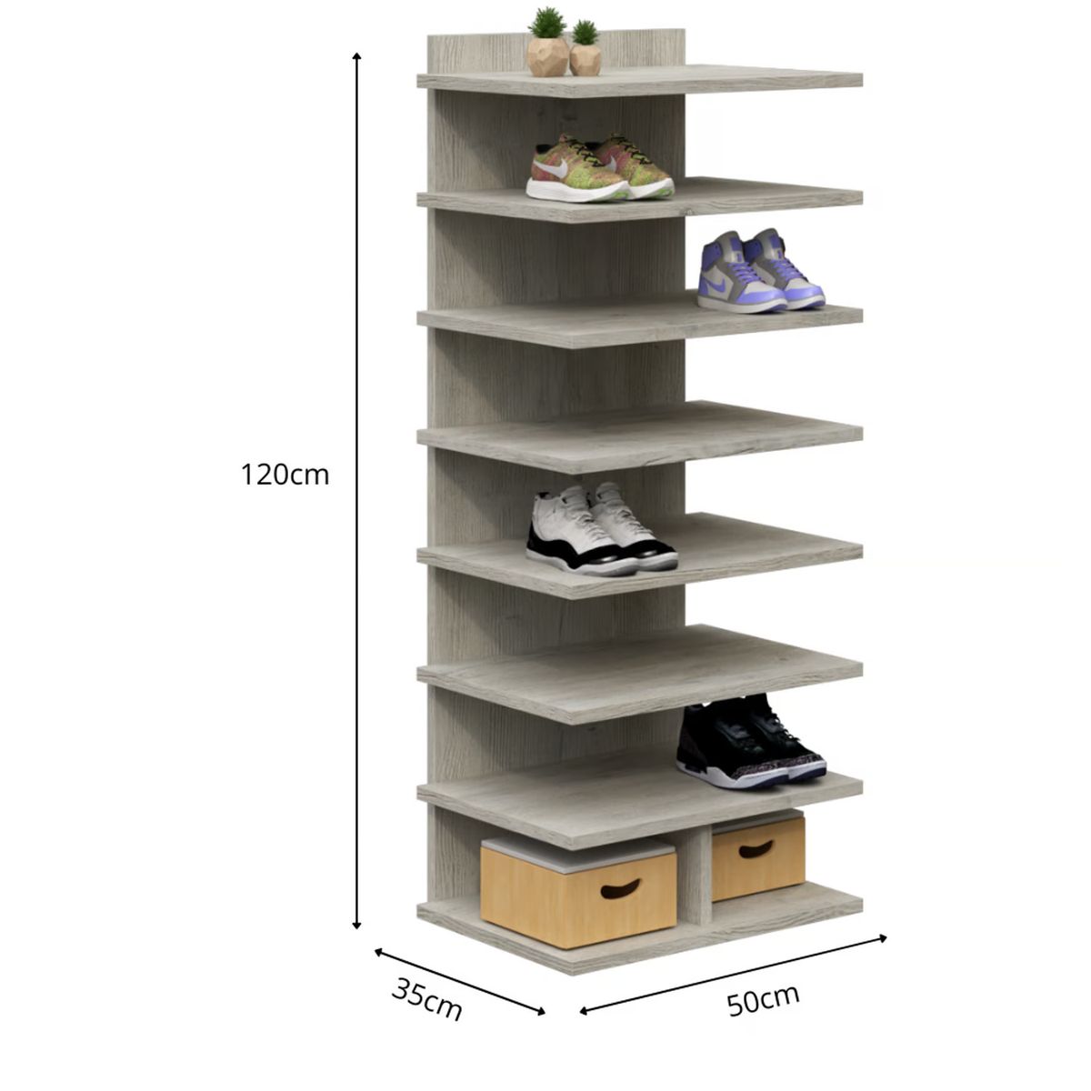 MUEBLES MACRUMO - Zapatera moderna vertical 50cm- color Chantillí