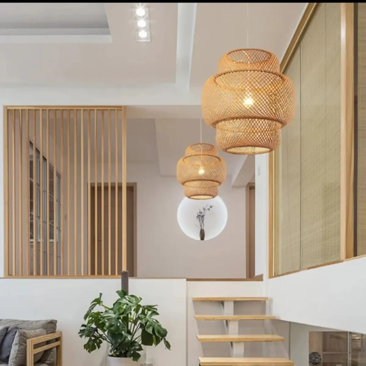 GENERICO - Lámpara colgante Bamboo plus 1 luz marrón