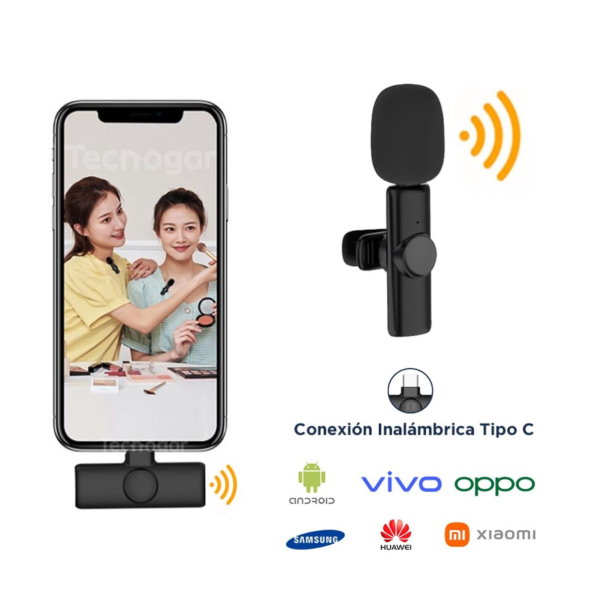 GENERICO - Micrófono Inalámbrico Tipo C Solapero para Celulares Tablet y Laptops