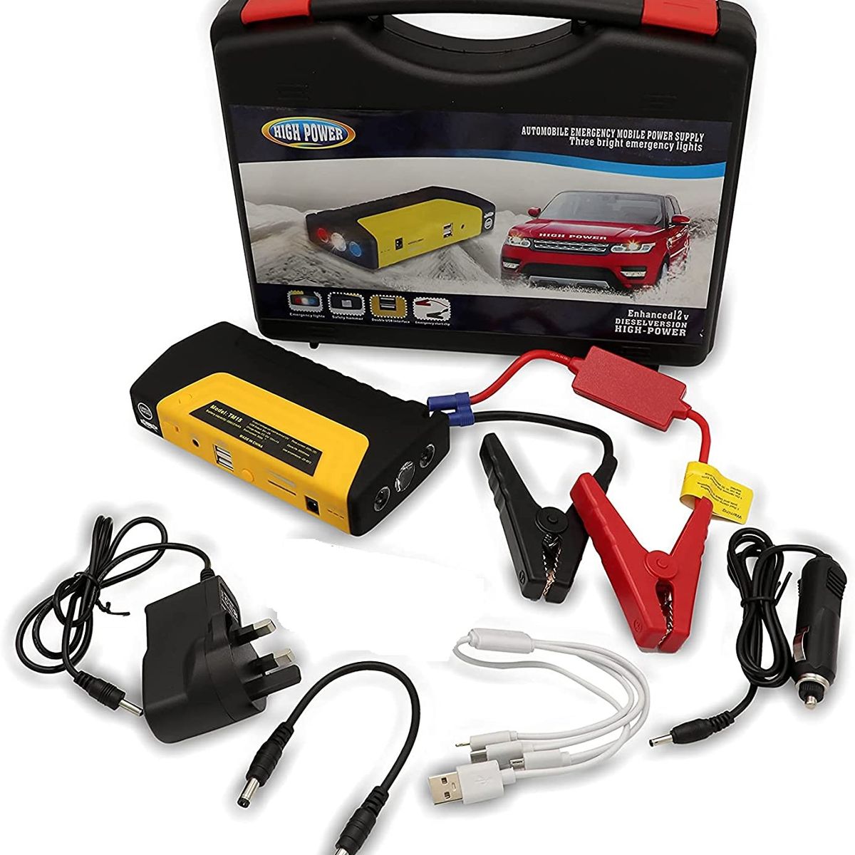 GENERICO - Arrancador de Bateria de Auto Portatil USB Recargable