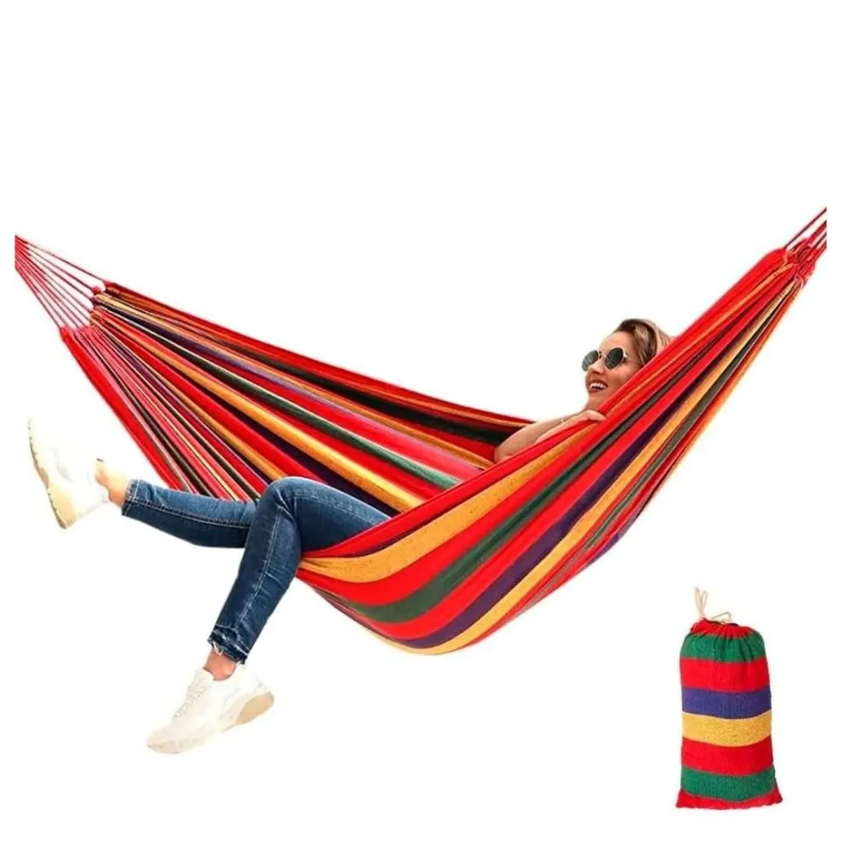 CUTE - HAMACA COLGANTE CON FUNDA PORTÁTIL MULTICOLOR