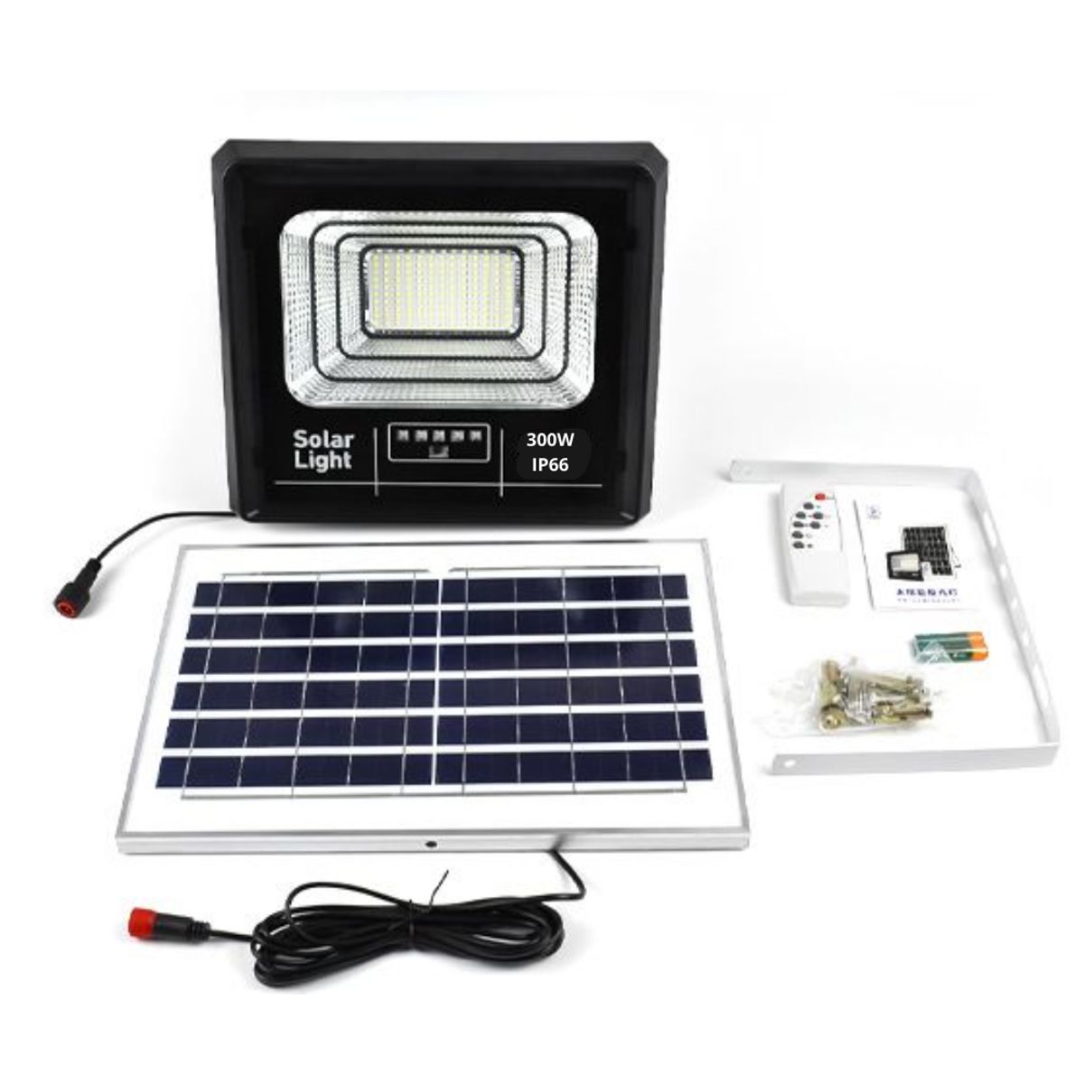 SEISA - Lampara Reflector Led Recargable con Panel Solar CAFINI Luz De 300W