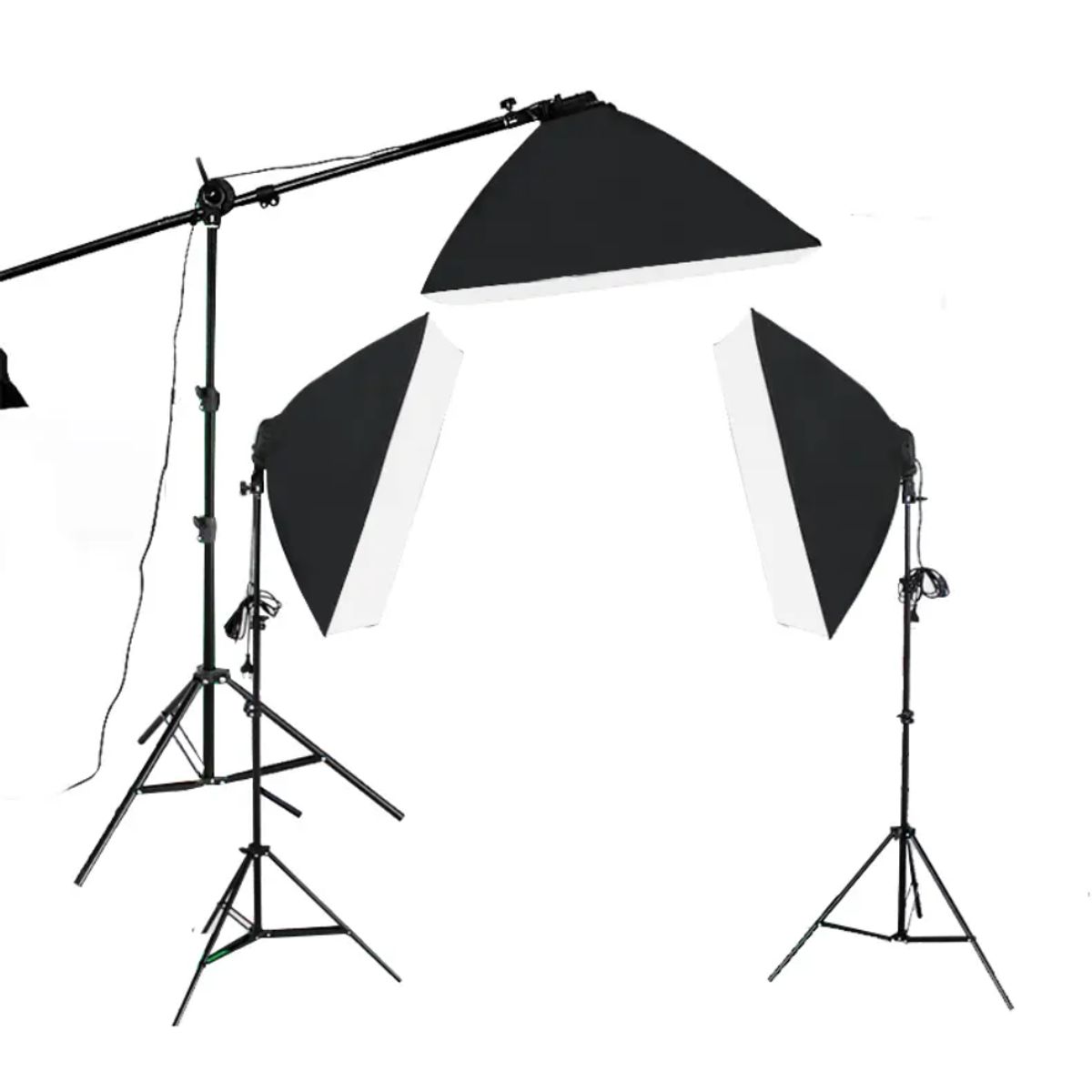 GENERICO - KIT ILUMINACIÓN CONTINUA 3 SOFTBOX PARA FOTOGRAFÍA CON SOPORTE CENITAL