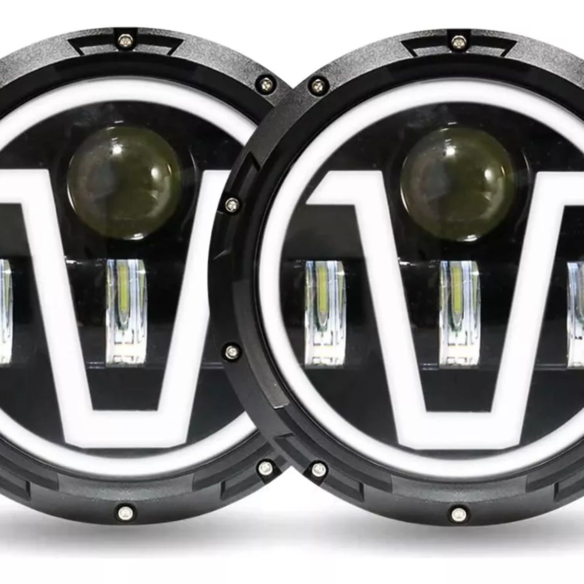 GENERICO - Par Faros Led Redondo 7 Pulgadas Lupas Y Led Drl Tipo V