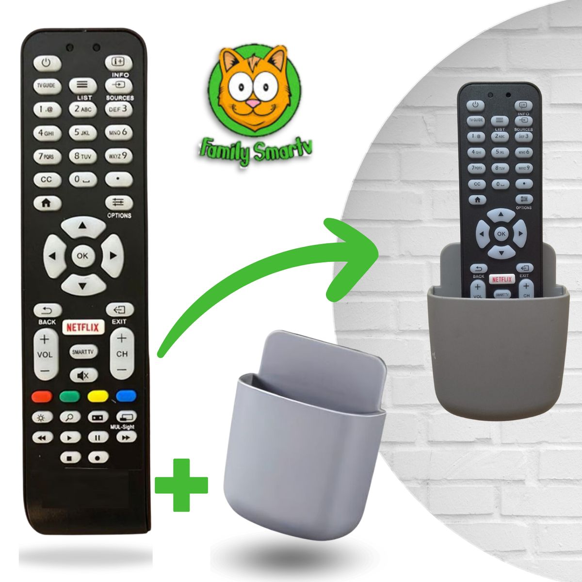 GENERICO - Control Remoto Aoc Para Smart Tv Lcdled + Soporte Griis