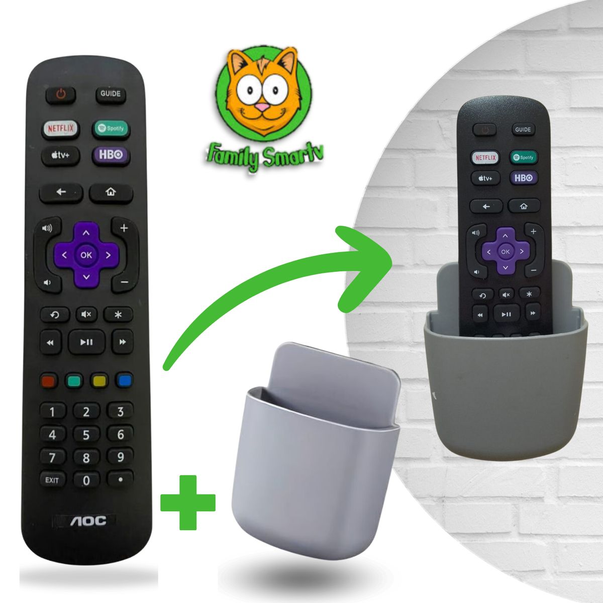 GENERICO - Control Remoto Aoc Roku Tv  + Soporte Griis