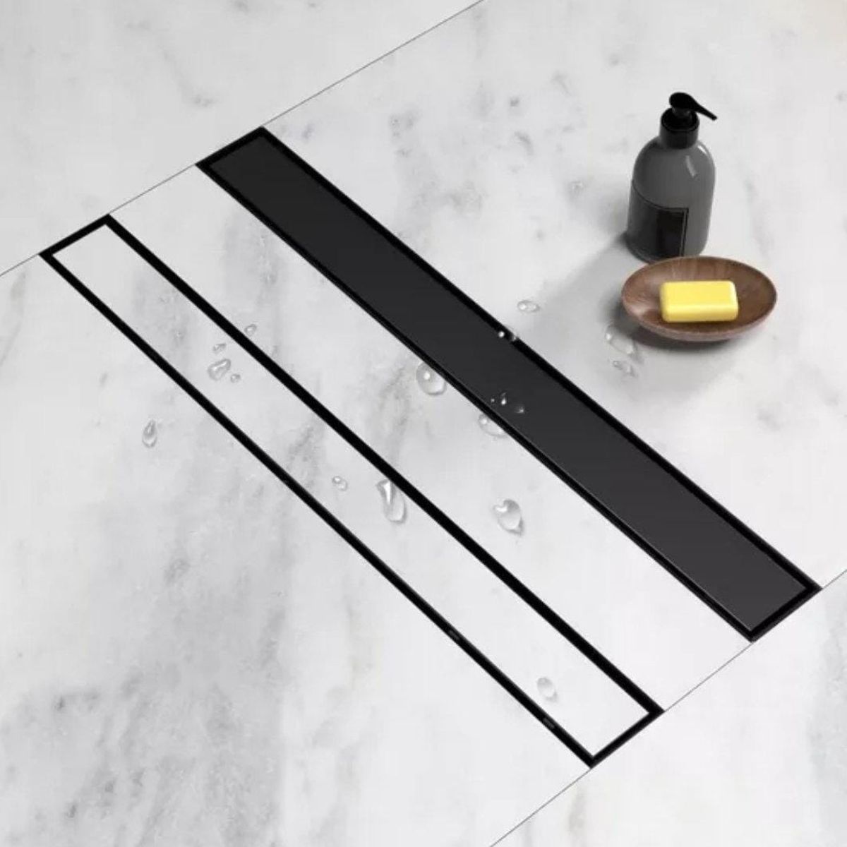 GENERICO - Sumidero Reversible 8x30cm Negro Mate de Acero Inoxidable SS304