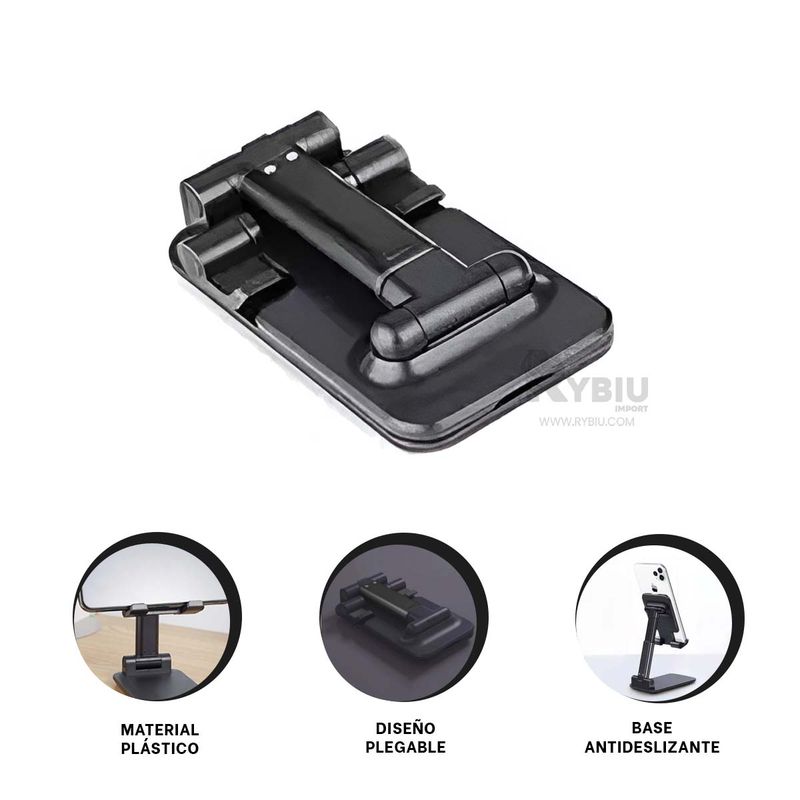 RYBIU IMPORT - Sujetador Portatil de Cel Negro Y+Regalo Ligas para Peinar