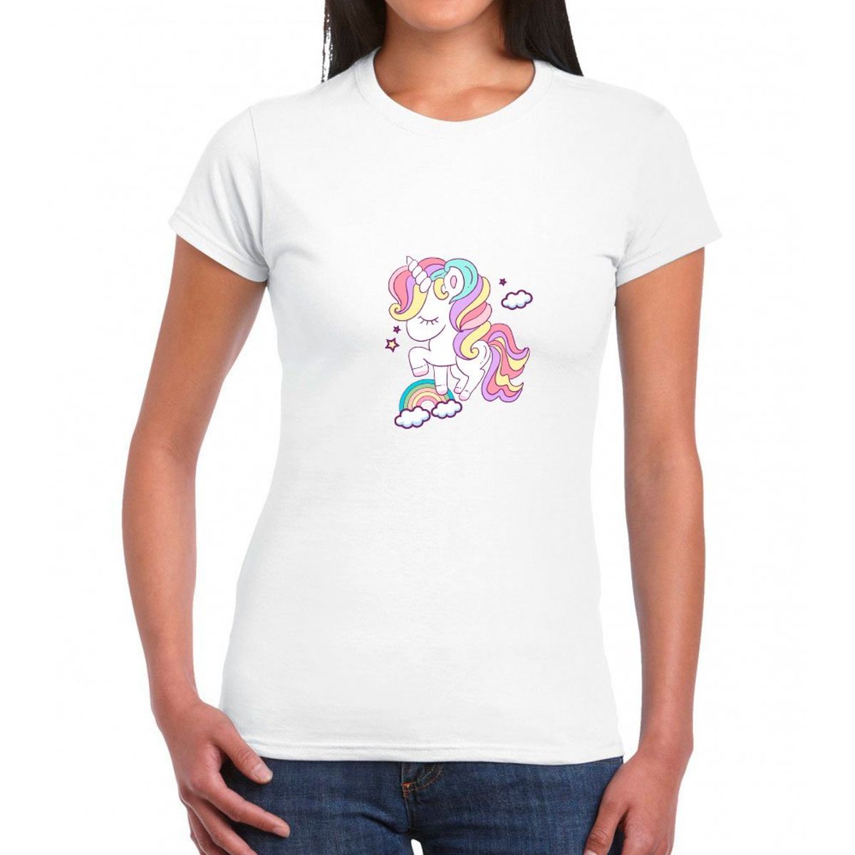 GENERICO - Polo Mujer Manga Corta Unicornio - Nathalie Love It - Blanco