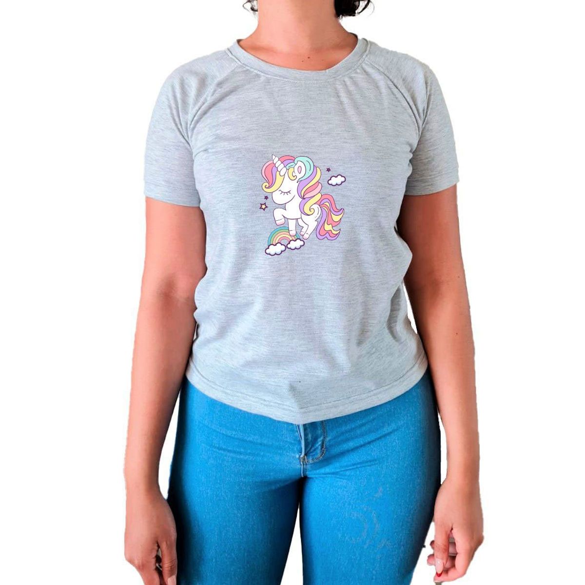 GENERICO - Polo Mujer Manga Corta Unicornio - Nathalie Love It - Gris