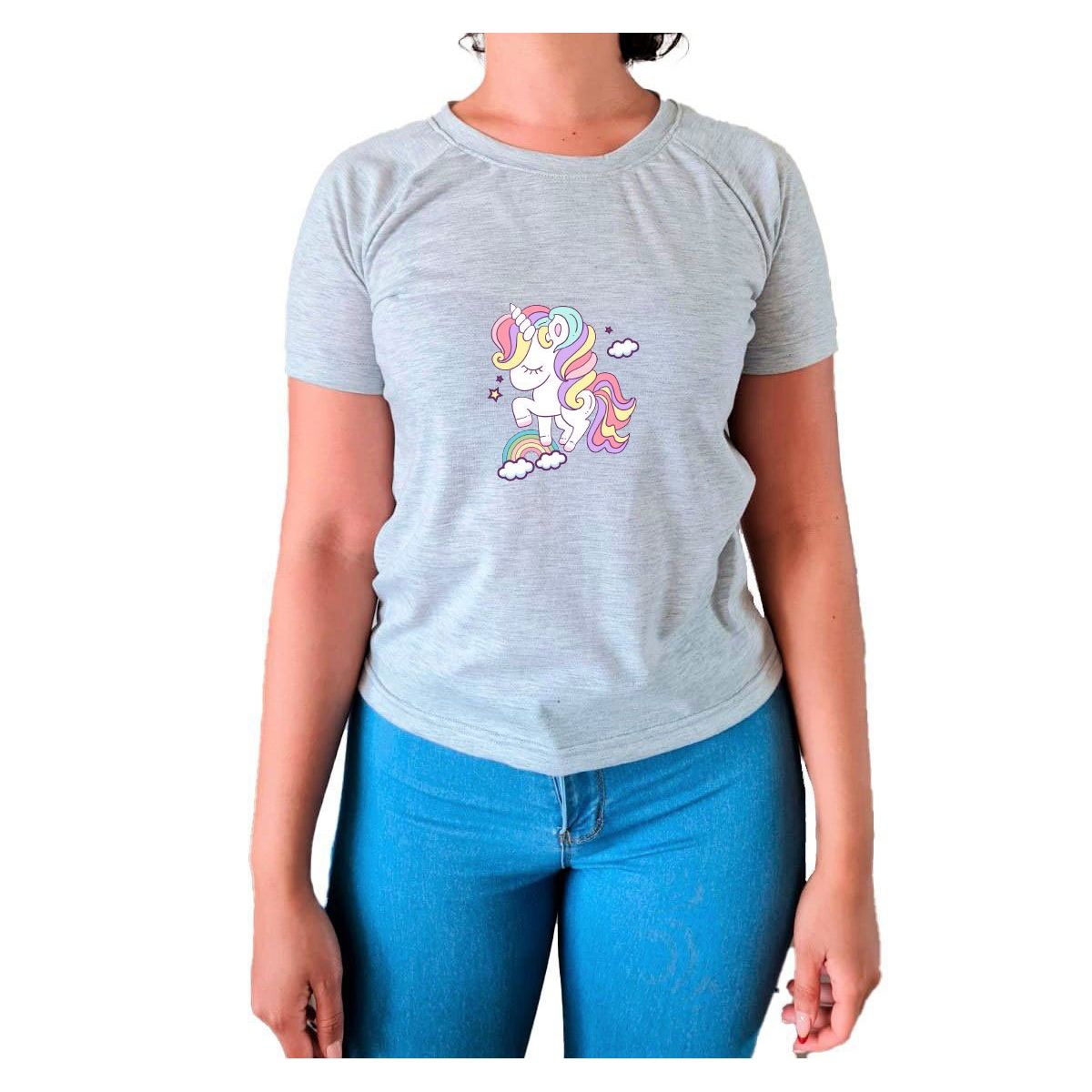 GENERICO - Polo Mujer Manga Corta Unicornio - Nathalie Love It - Gris
