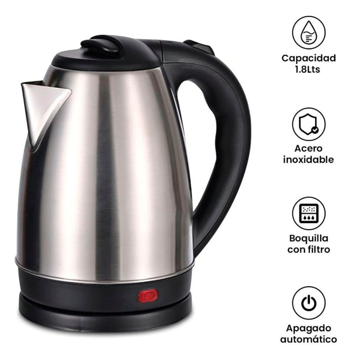 GENERICO - Hervidor eléctrico de 2 litros acero inox Jarra Hervidora