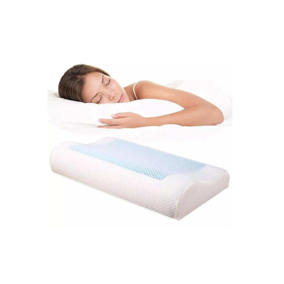 GENERICO - Almohada Ortopédica Cervical Viscoelástica Con Gel Frío + Funda.