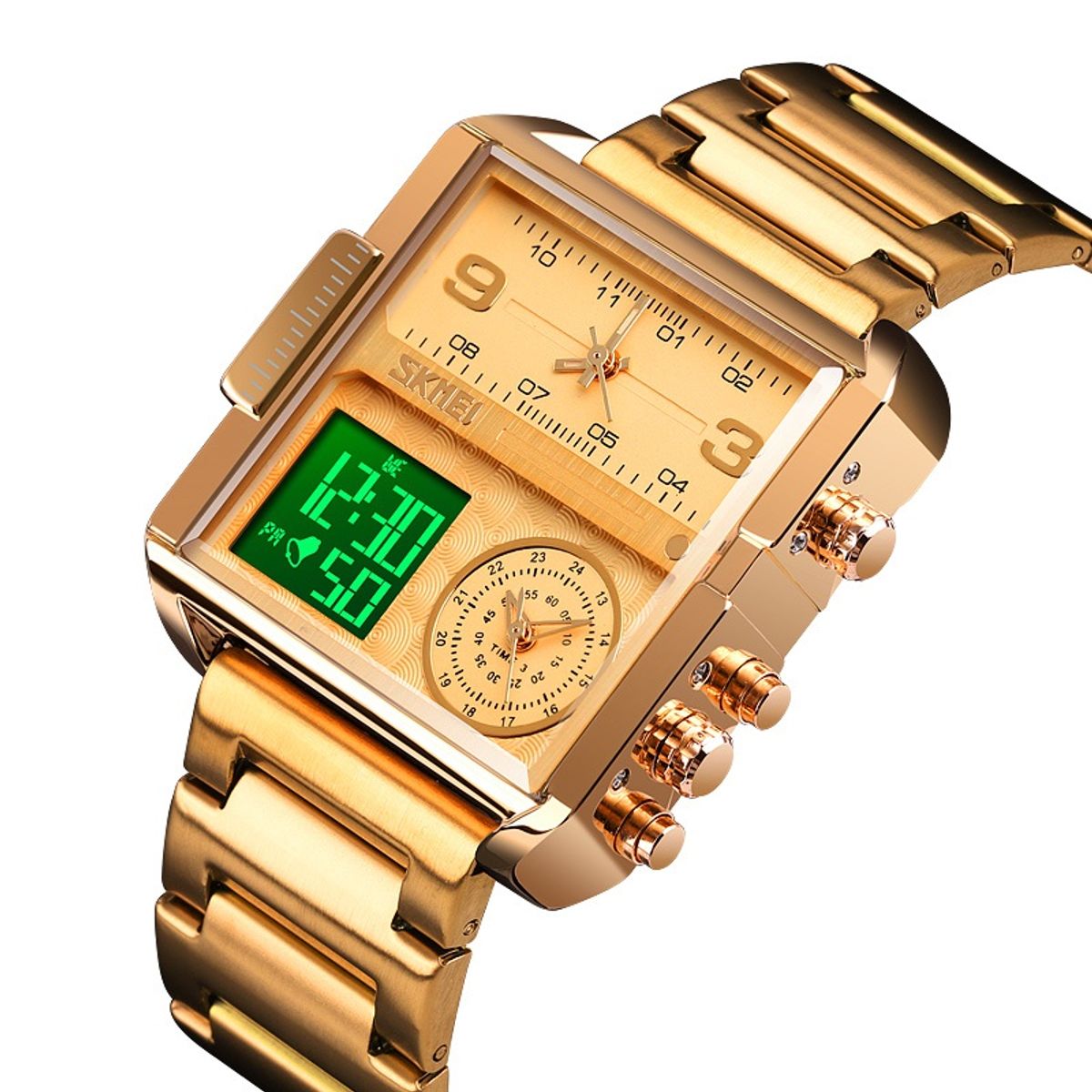 SKMEI - Reloj Skmei 1584 Dorado Digital Analogo 3 tiempos_.