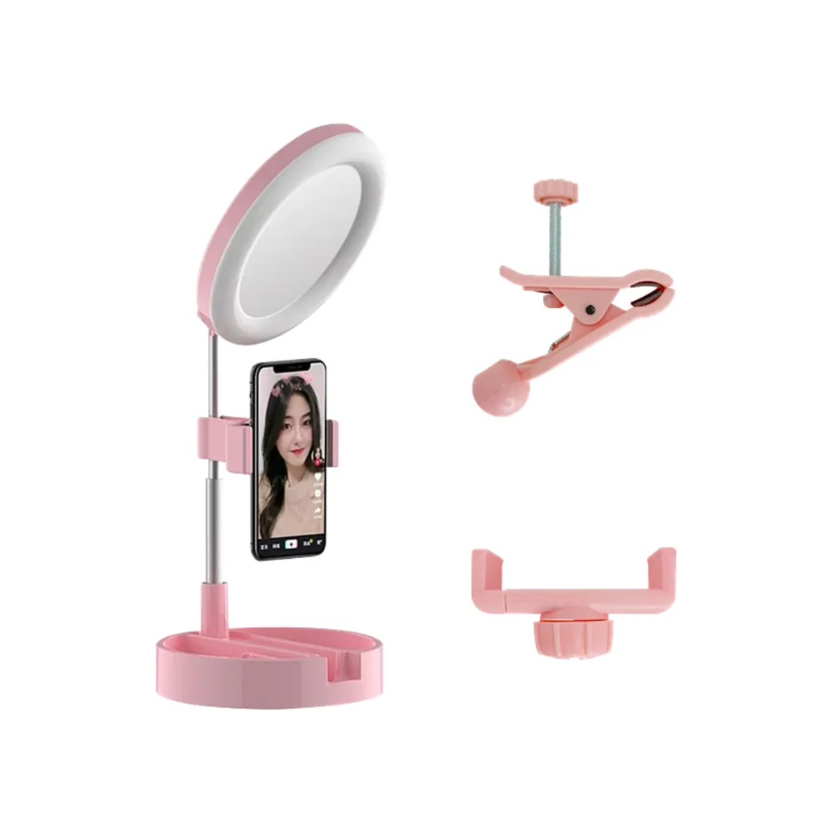 SEISA - Espejo Con Aro Luz Led Selfie Soporte Celular Streamers Maquillaje