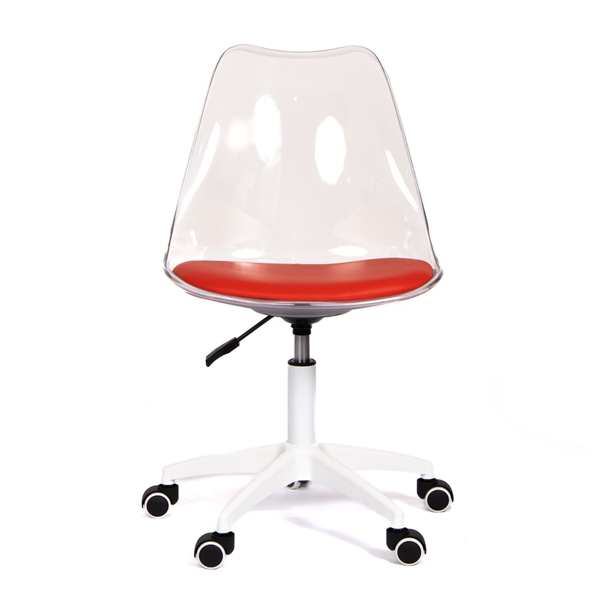 GRUPO CB - Silla Giratoria Acolchada Modelo Eames Transparente con Asiento Rojo