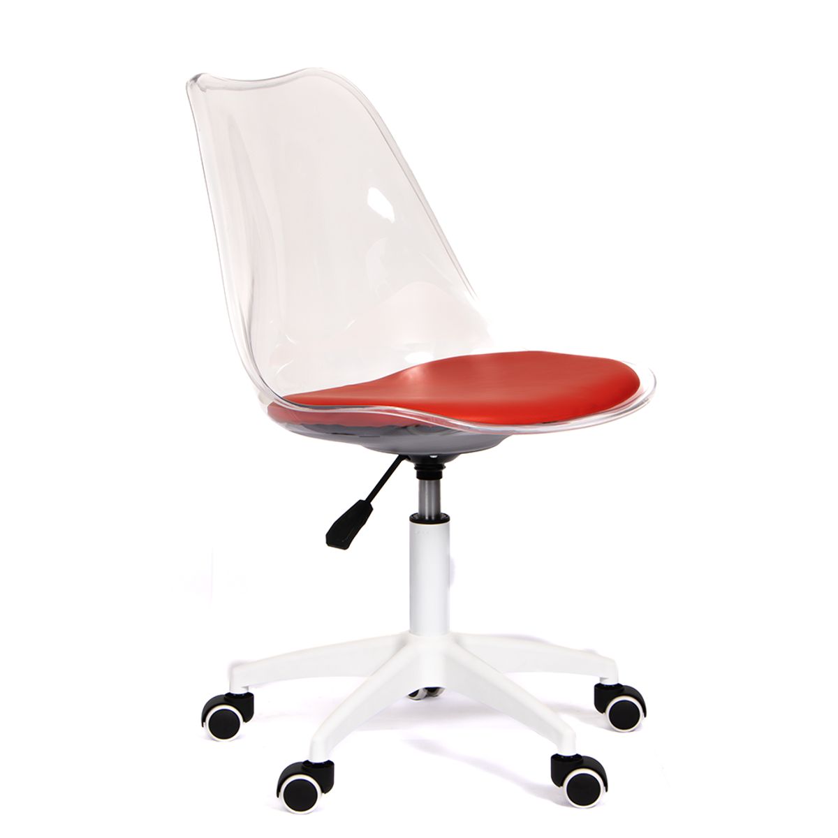 GRUPO CB - Silla Giratoria Acolchada Modelo Eames Transparente con Asiento Rojo