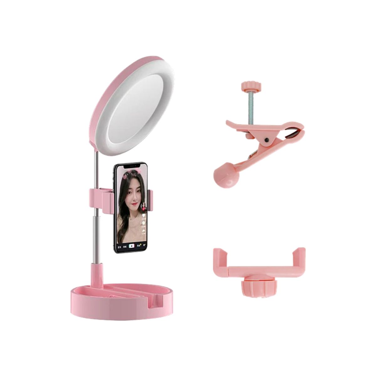 SEISA - Espejo Con Aro Luz Led Selfie Soporte Celular Streamers Maquillaje