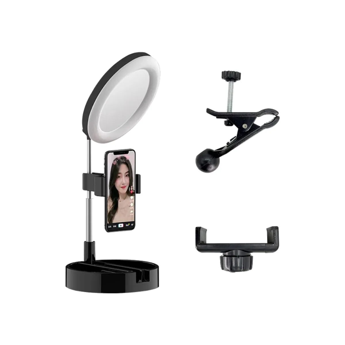 SEISA - Espejo Con Aro Luz Led Selfie Soporte Celular Streamers Maquillaje