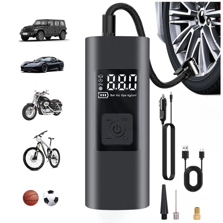 Compresor Portátil Inflador De Llantas Auto Moto Pelota 60W SEISA ...