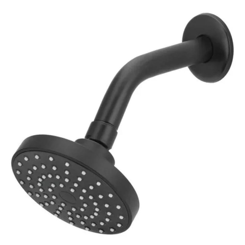 GENERICO - Cabezal de ducha redonda de 11cm ABS Negro Mate con brazo
