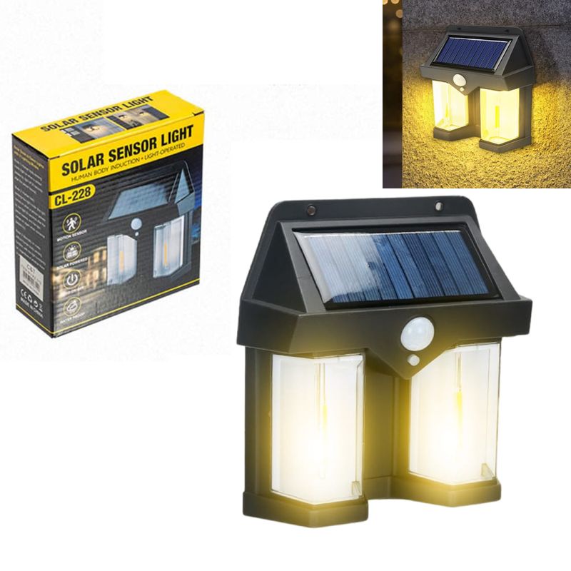 GENERICO - Lampara con Panel Solar Luz Calida Sensor de Movimiento