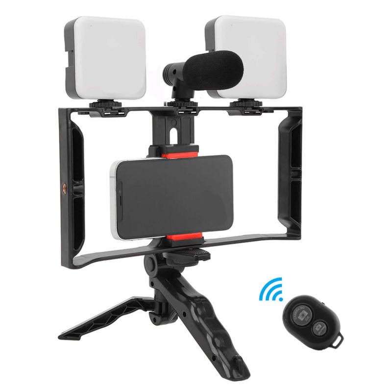 SEISA - Kit de Fotografia grabación con micrófono LED Mini trípode Smartphone