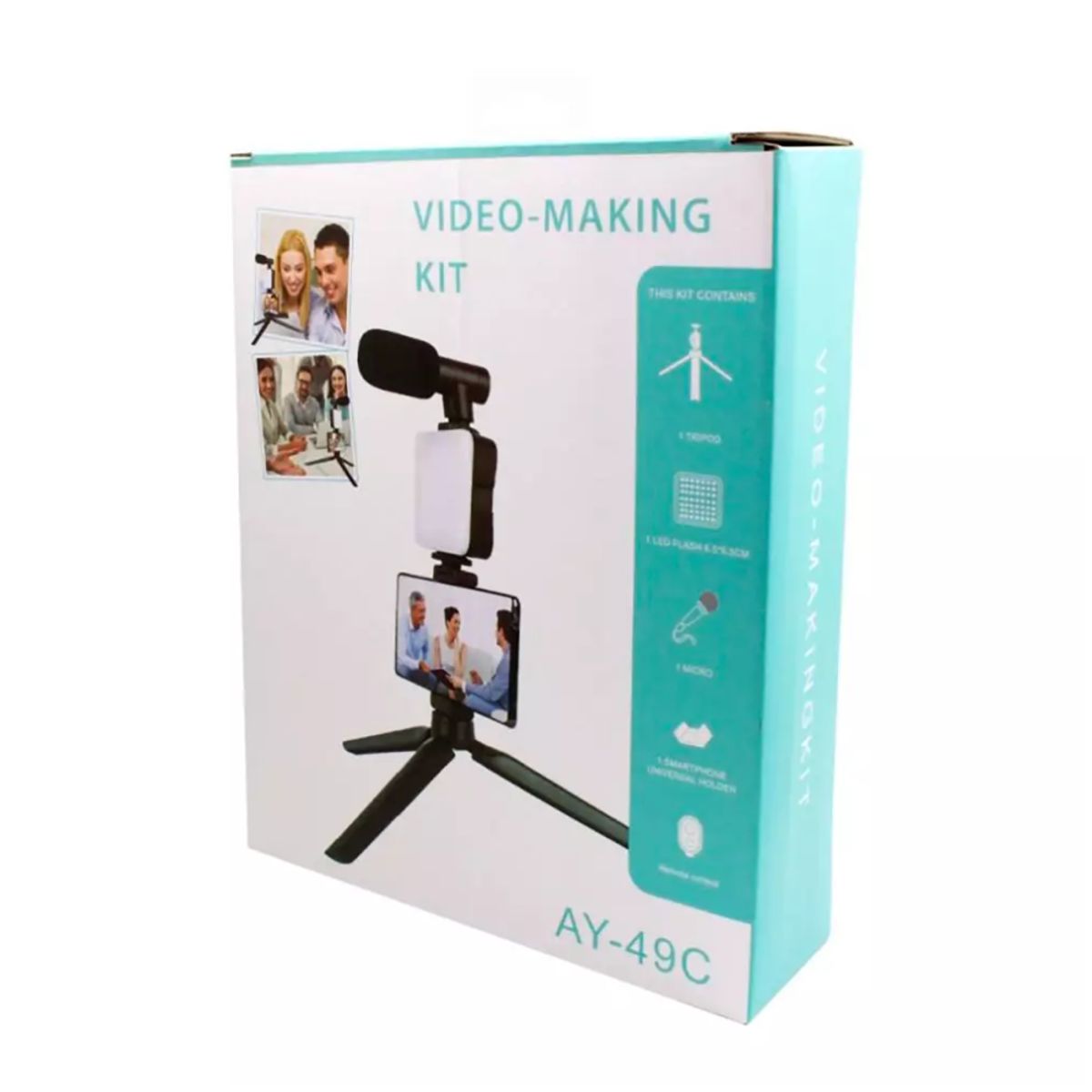 SEISA - Kit de Fotografia grabación con micrófono LED Mini trípode Smartphone