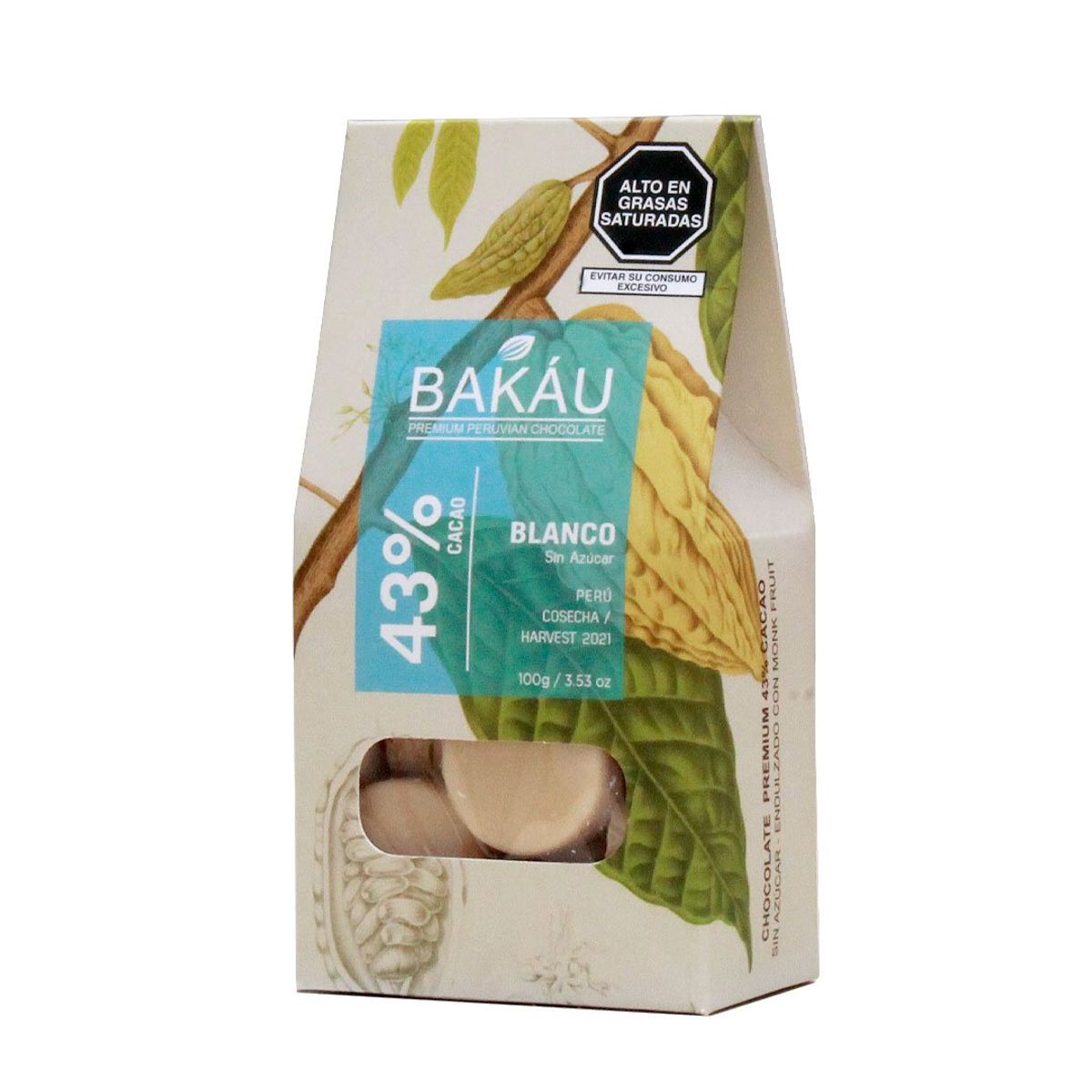 BAKAU - Chocolate Blanco Vegano Sin Azúcar Bakáu 43% Cacao x 100g
