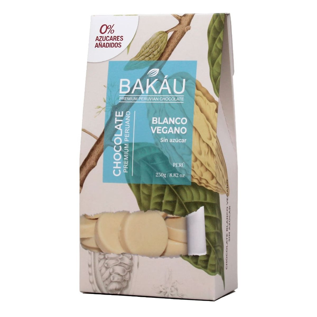 BAKAU - Chocolate Blanco Vegano Sin Azúcar Bakáu 43% Cacao x 250g