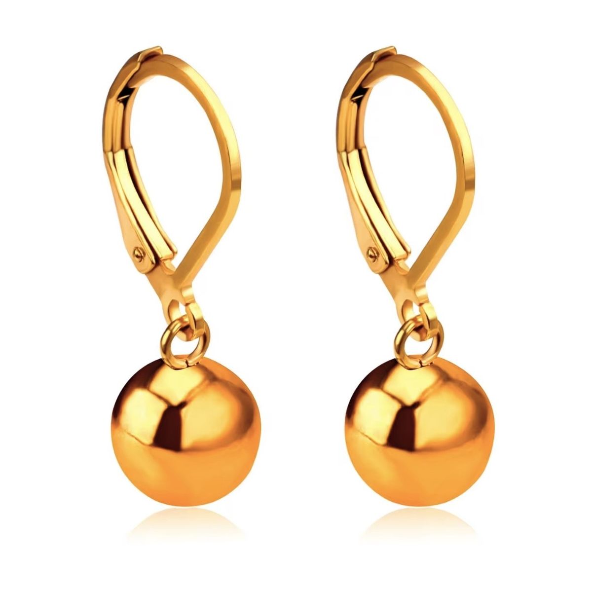 GENERICO - Aretes Esfera Moda Pendientes Para Mujer Doble Baño Oro