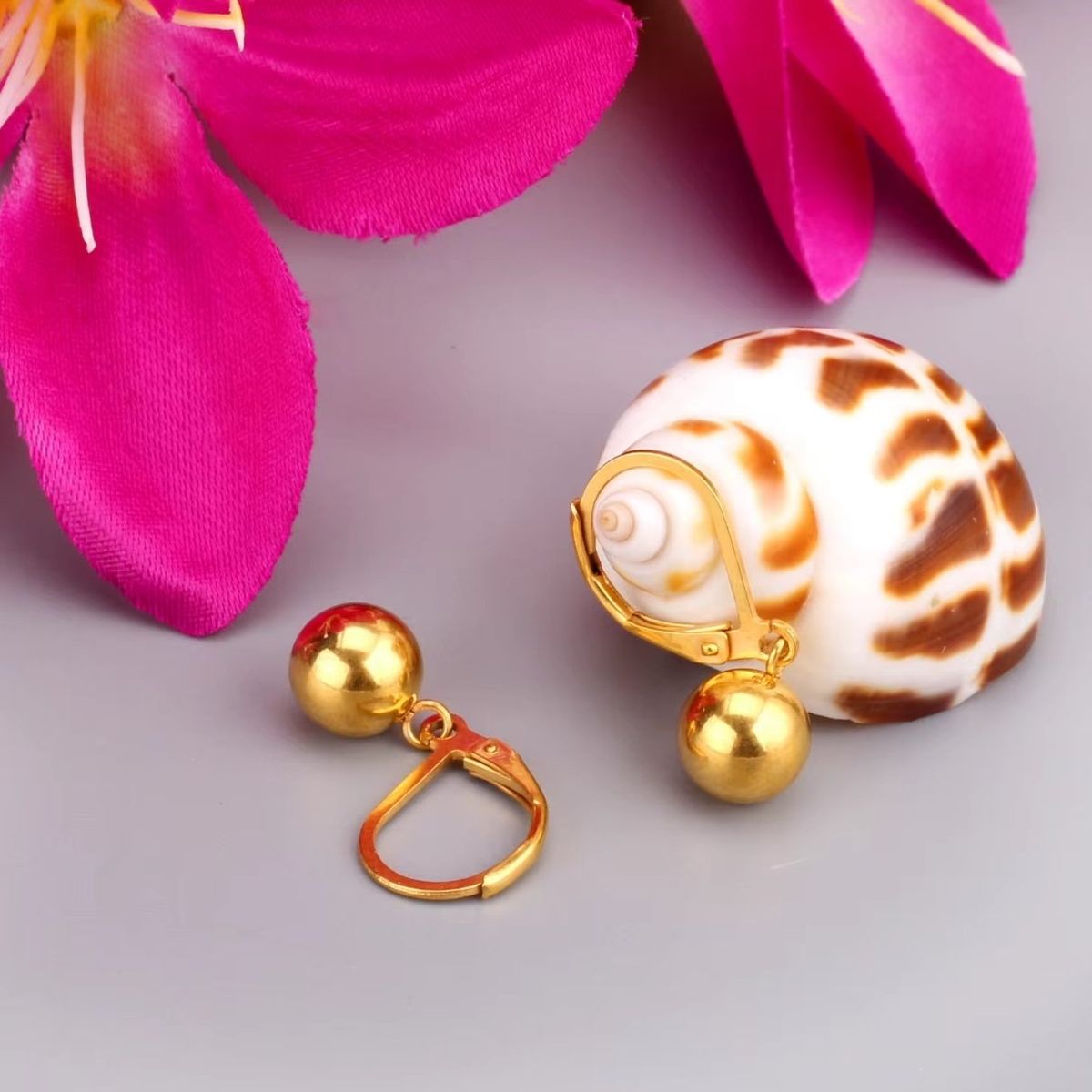 GENERICO - Aretes Esfera Moda Pendientes Para Mujer Doble Baño Oro