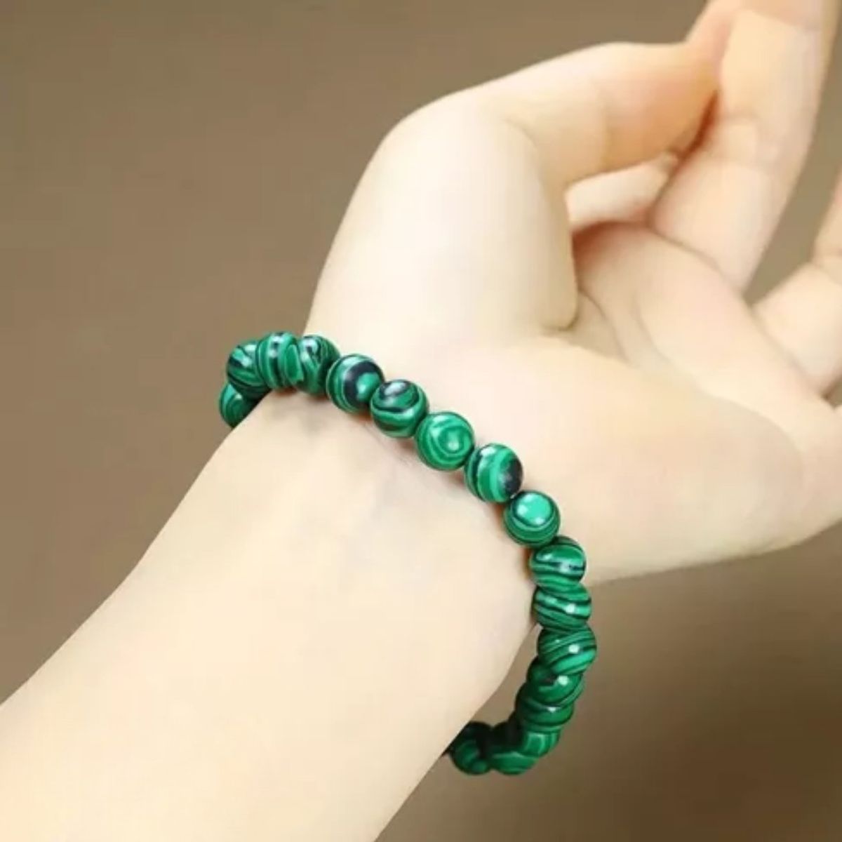 GENERICO - Pulsera Ajustable Tejida Piedra Malaquita buenas energias