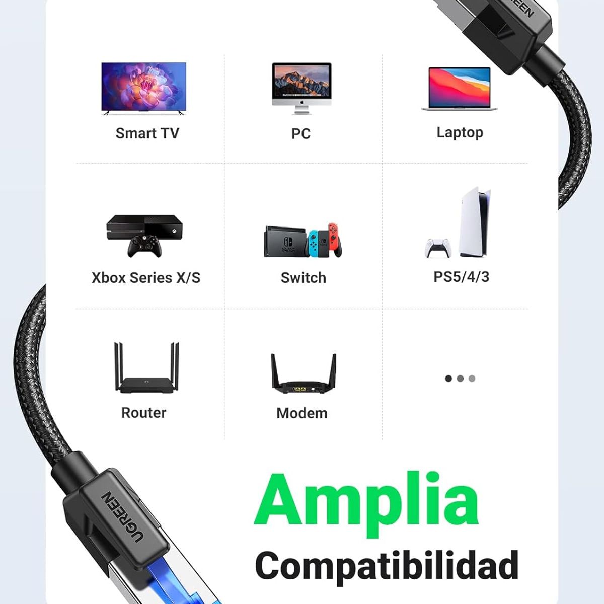 UGREEN - cable de red categoria 8 de 3metros ugreen 80432 40gbps 2000 MHz