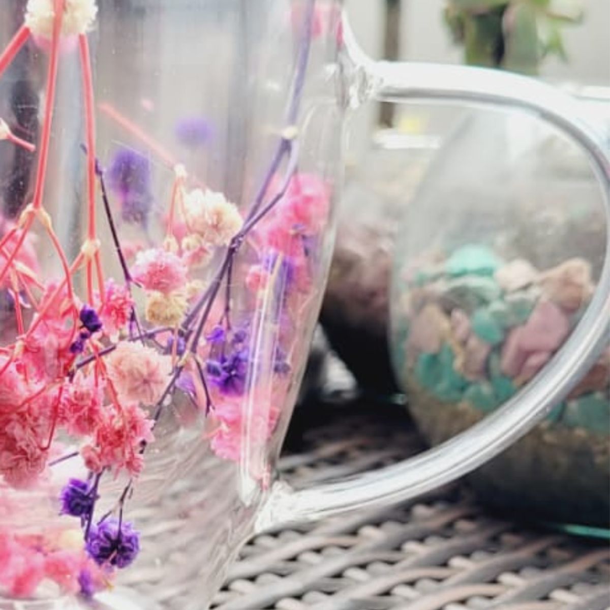 GENERICO - TAZA DOBLE FONDO VIDRIO - FLORES AESTHETIC