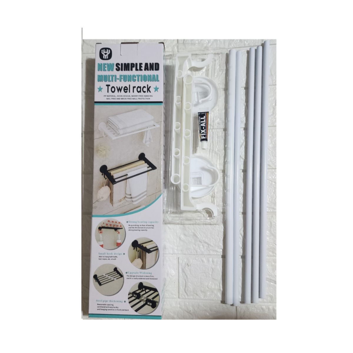 GENERICO - Pack x2 Repisas toallero BLANCO de acero inoxidable