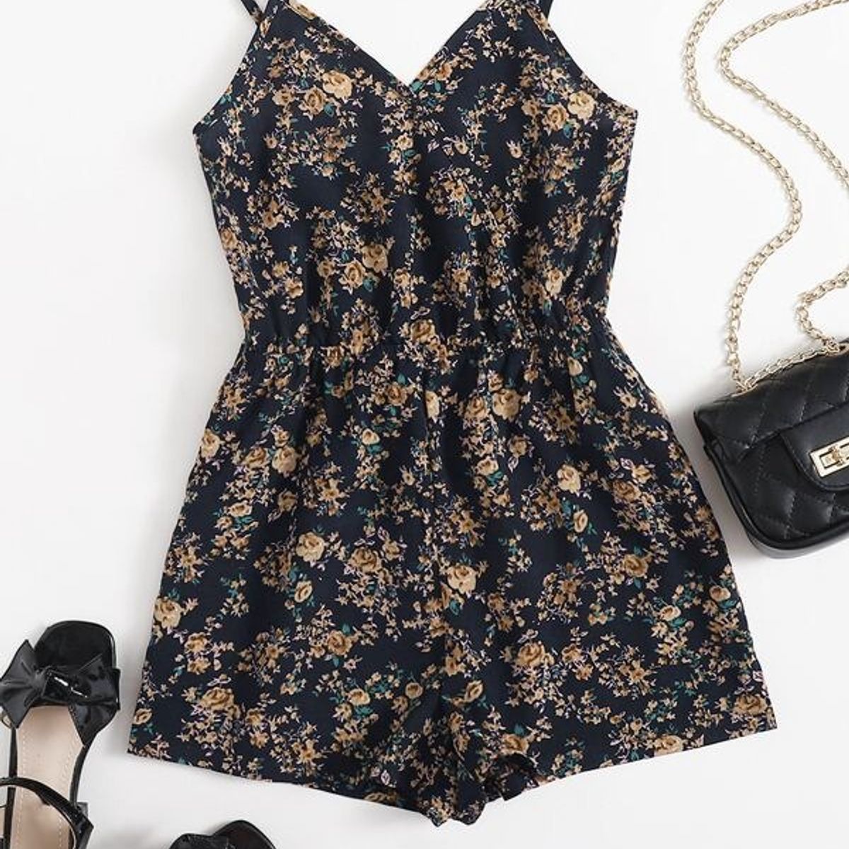 TAIS PRINCESS - Tais Princess Enterizo de tirantes manga cero con estampado floral