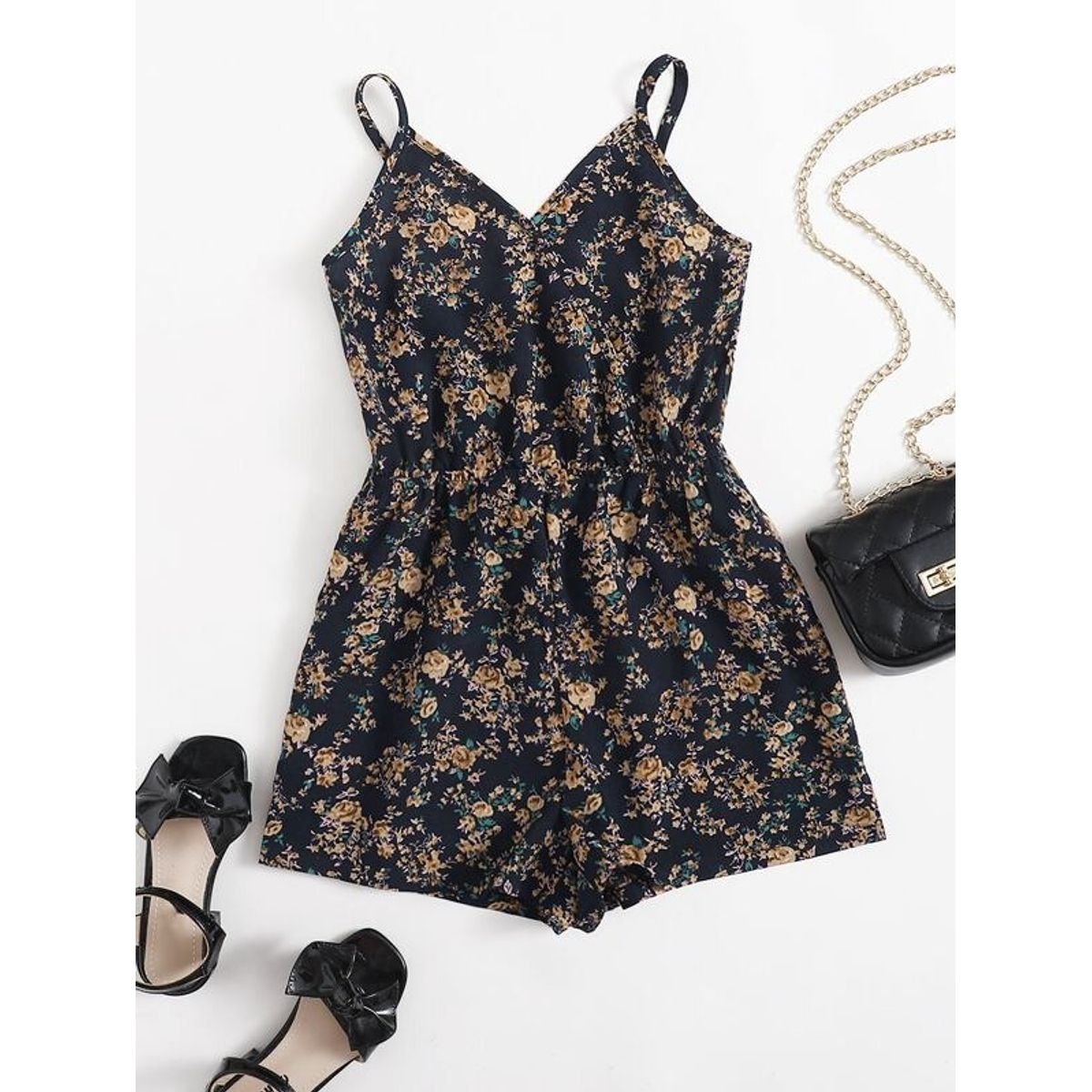 TAIS PRINCESS - Tais Princess Enterizo de tirantes manga cero con estampado floral