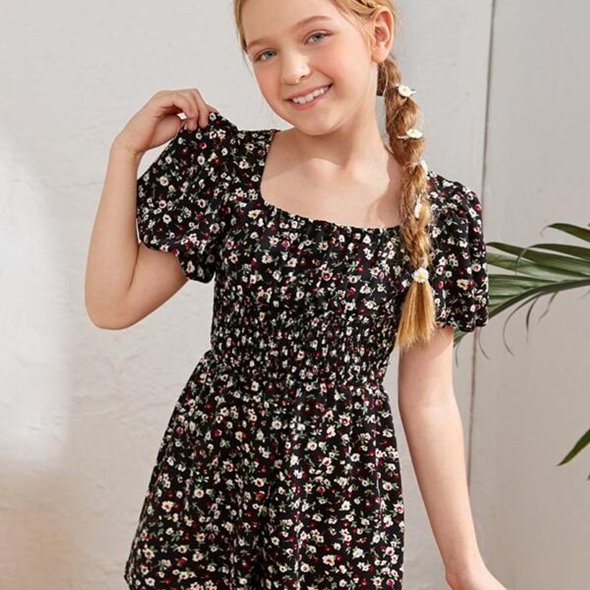 TAIS PRINCESS - Tais Princess Enterizo niñas negro floral de margarita Bohemio