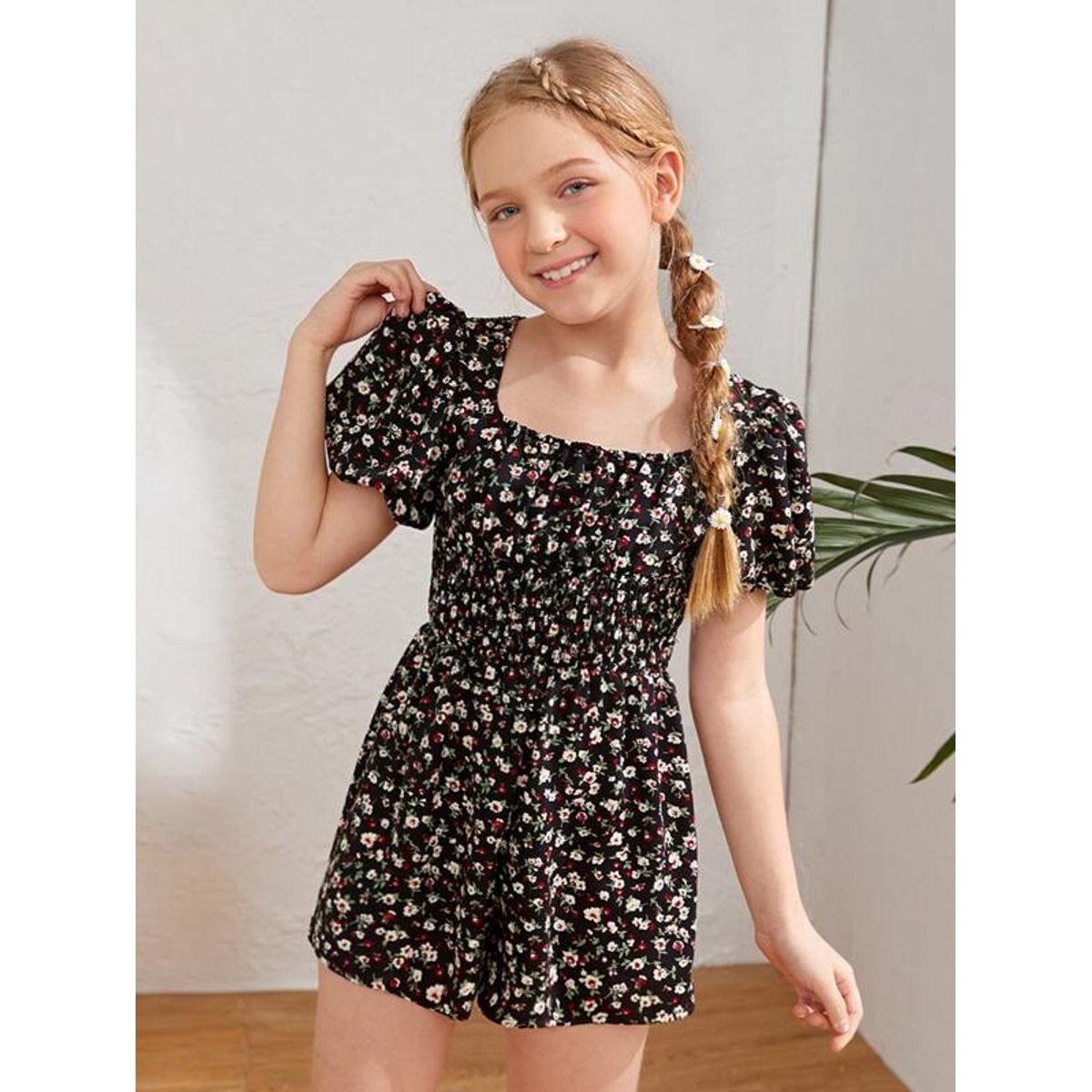 TAIS PRINCESS - Tais Princess Enterizo niñas negro floral de margarita Bohemio