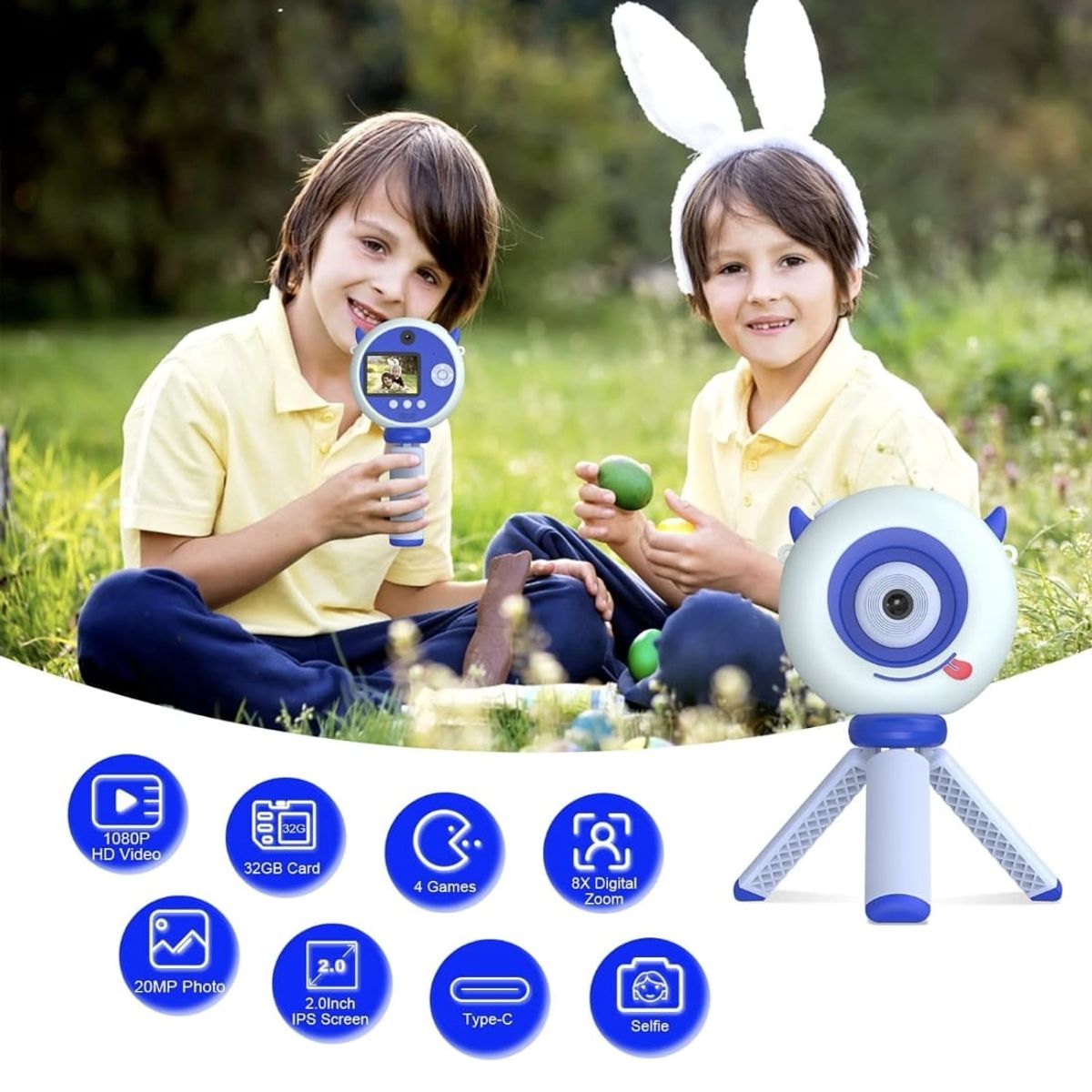 TOMATE - Mini Cámara Selfie Para Niños, Pantalla 2.4