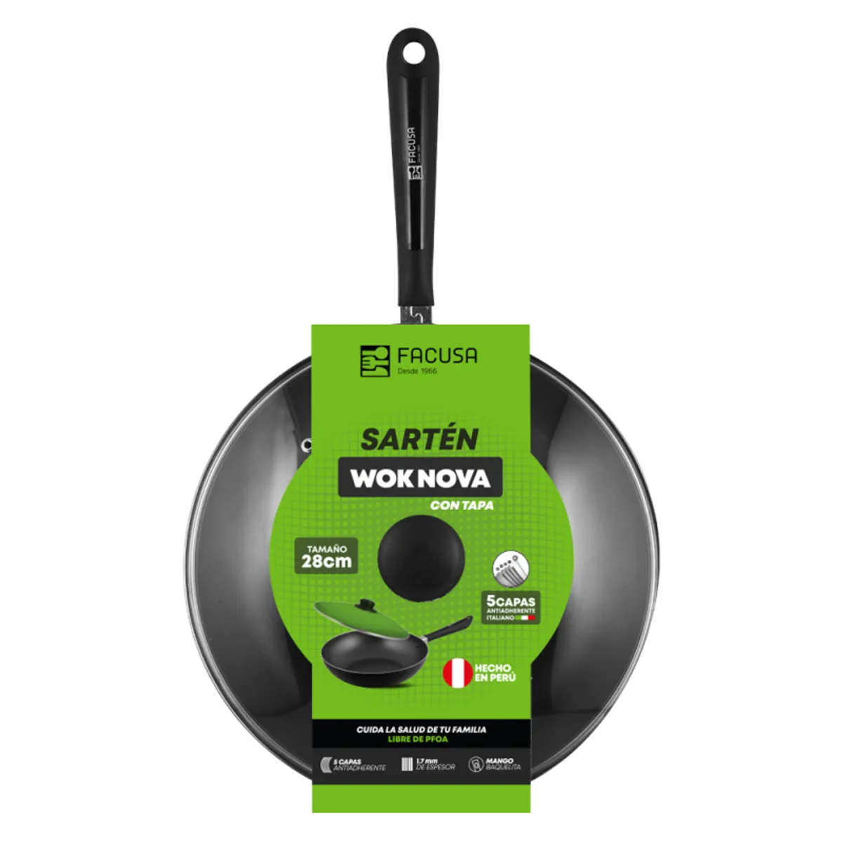 FACUSA - Juego de ollas 10 Piezas  Acero Inoxidable con tapa de vidrio Facusa