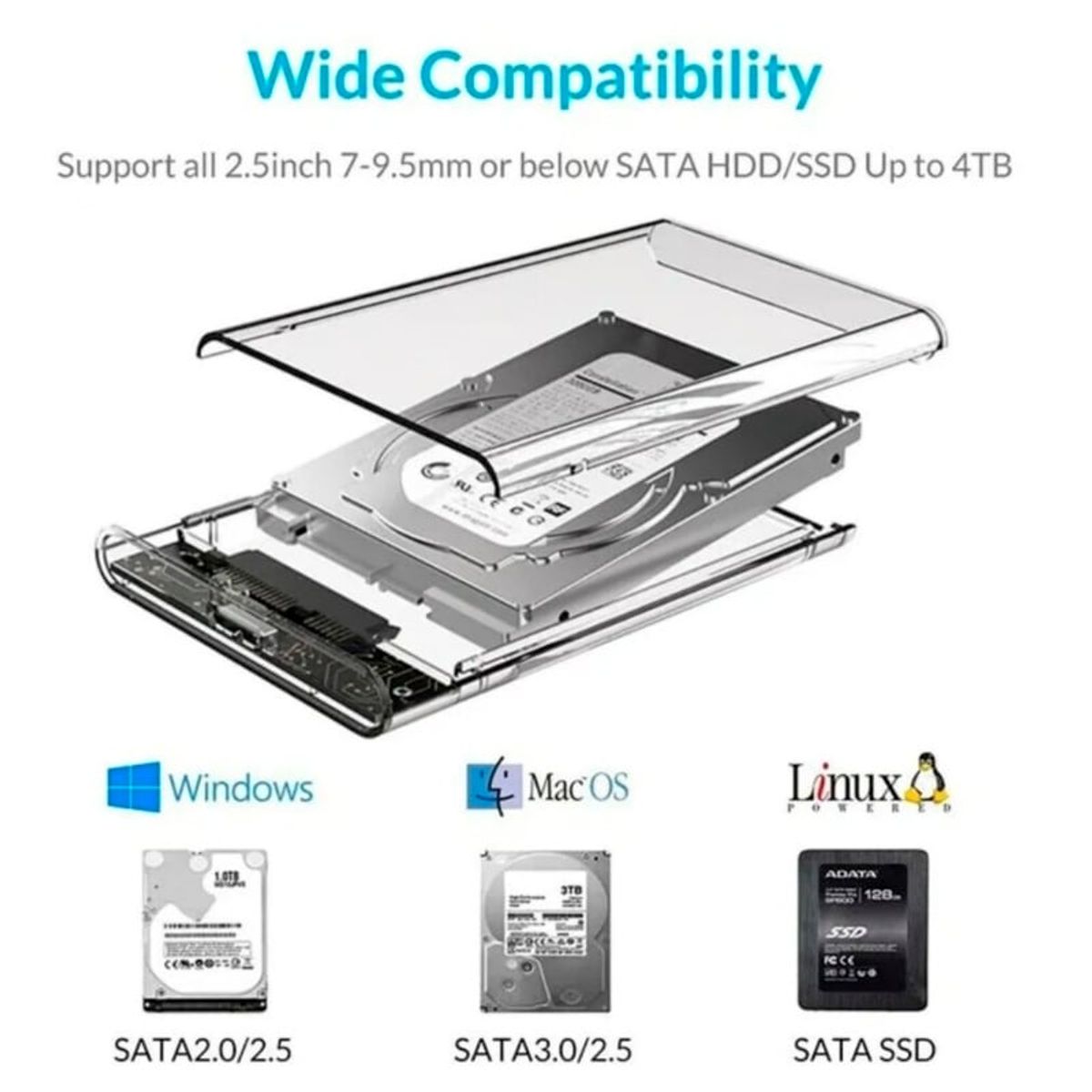 SEISA - Case Disco Duro Usb 3.0 Externo Adaptador Laptop Sata 2.5