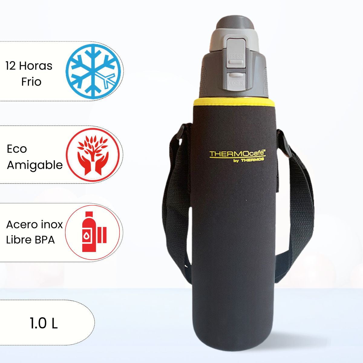 THERMOS - Tomatodo Termico Extrema + Funda 1 Lt Plateado