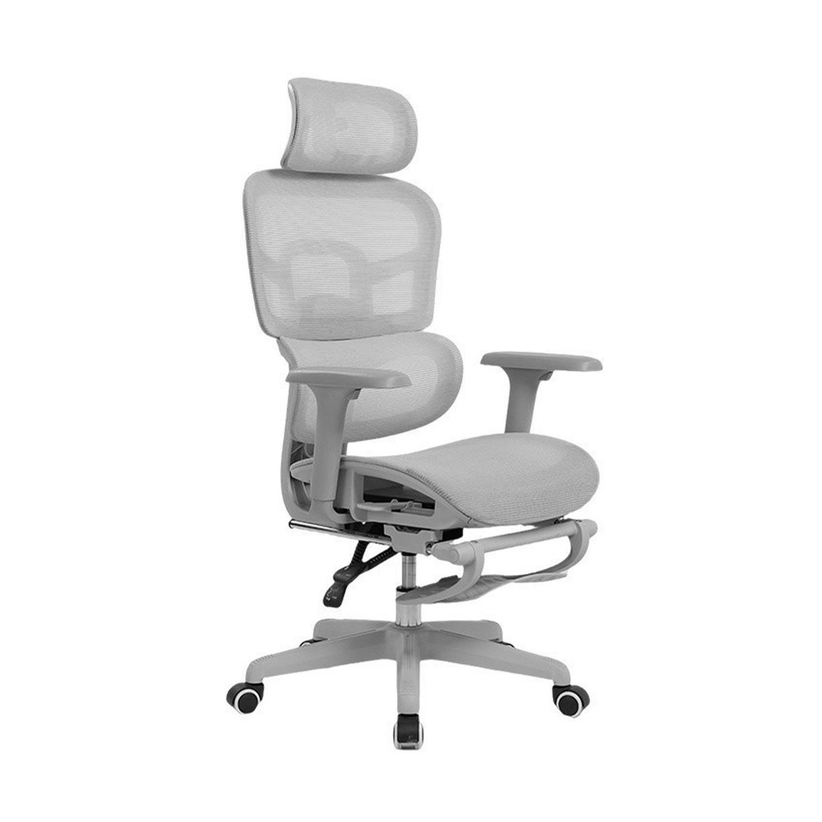 XION - SILLA DE OFICINA MALLA CON REPOSAPIÉS Y POSABRAZO 4D 135° MADRID PLOMO