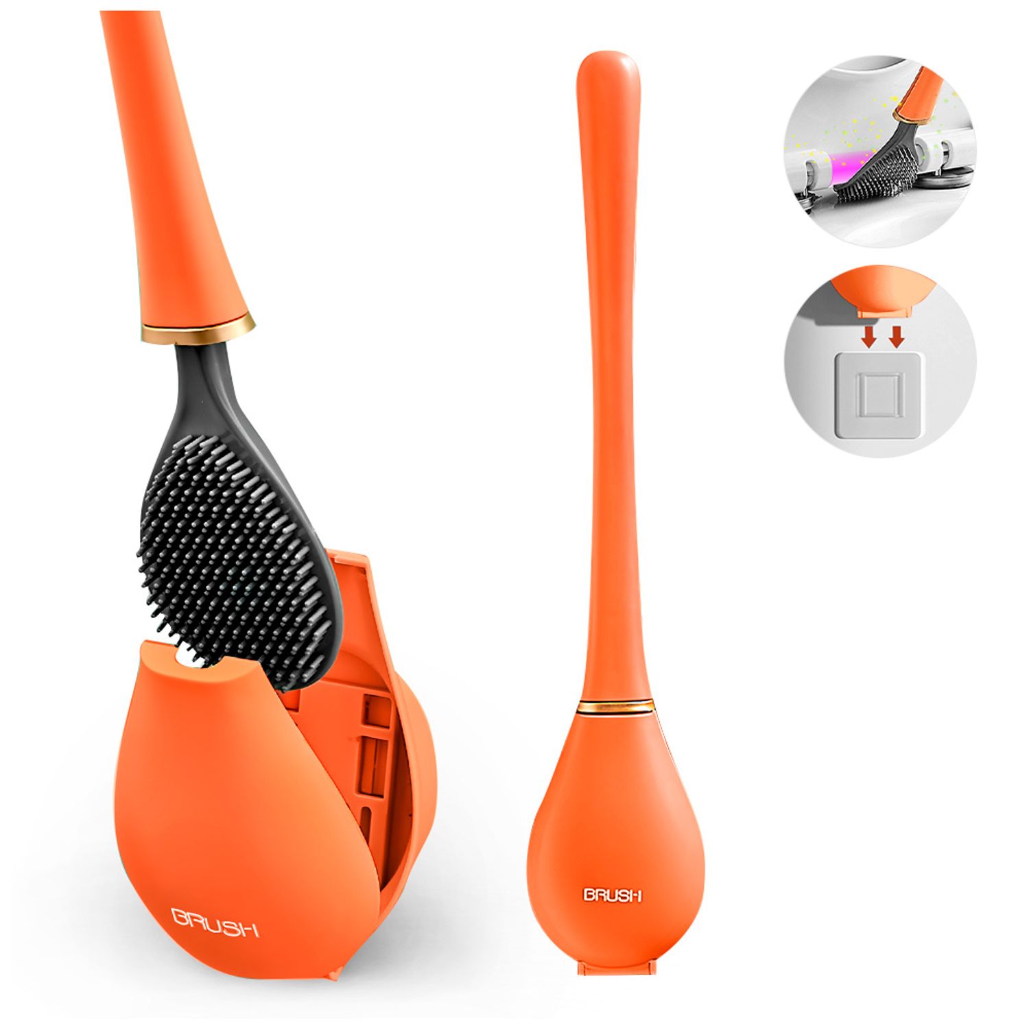 Cepillo para Inodoro de Silicona con Pegatina Naranja GENERICO