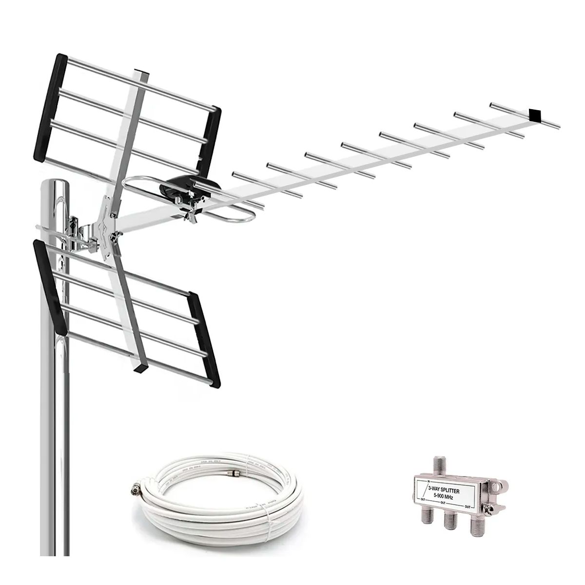 GENERICO - Antena TDT HD Exterior con Mástil para Canales Digitales Lima y Provincias