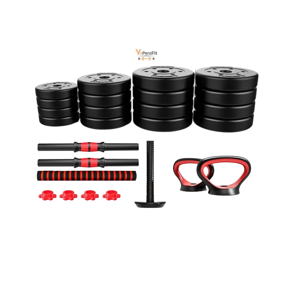 GENERICO - SET DE MANCUERNAS 40KG PVC CONVERTIBLE