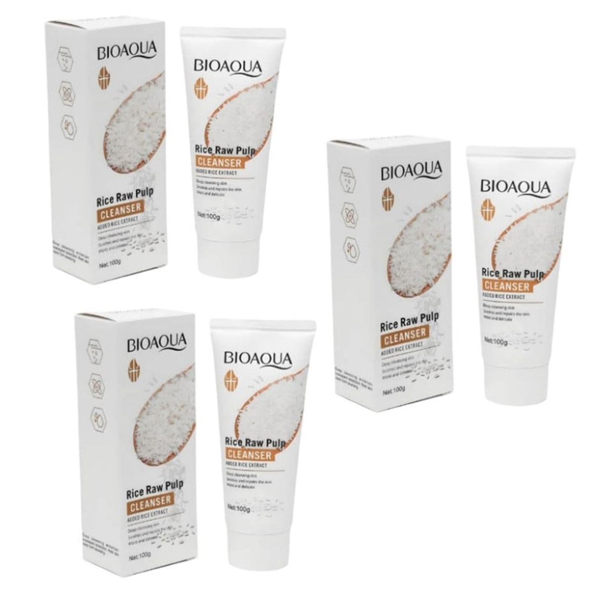 BIOAQUA - PACK 3 LIMPIADOR FACIAL ARROZ BIOAQUA